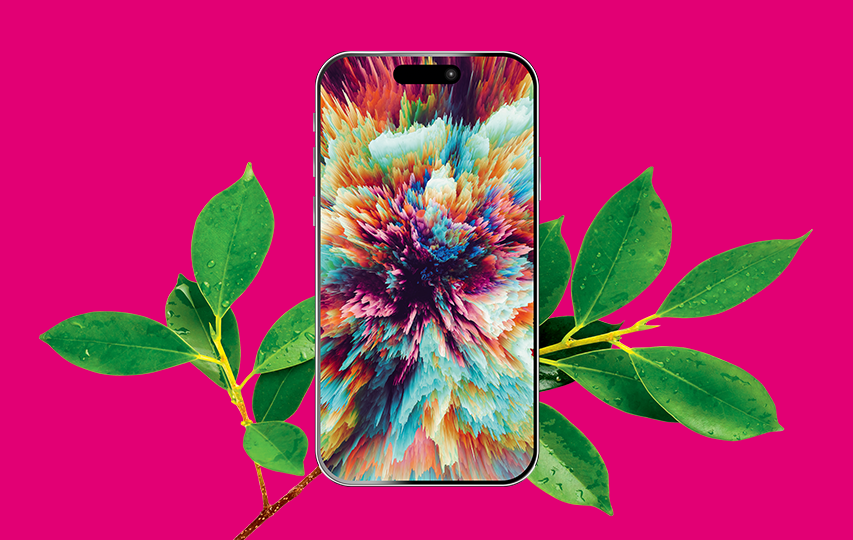Smartfon wśród zieleni
