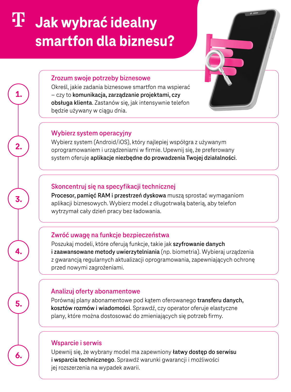 Jak wybrać idealny smartfon dla biznesu? Wskazówki - infografika