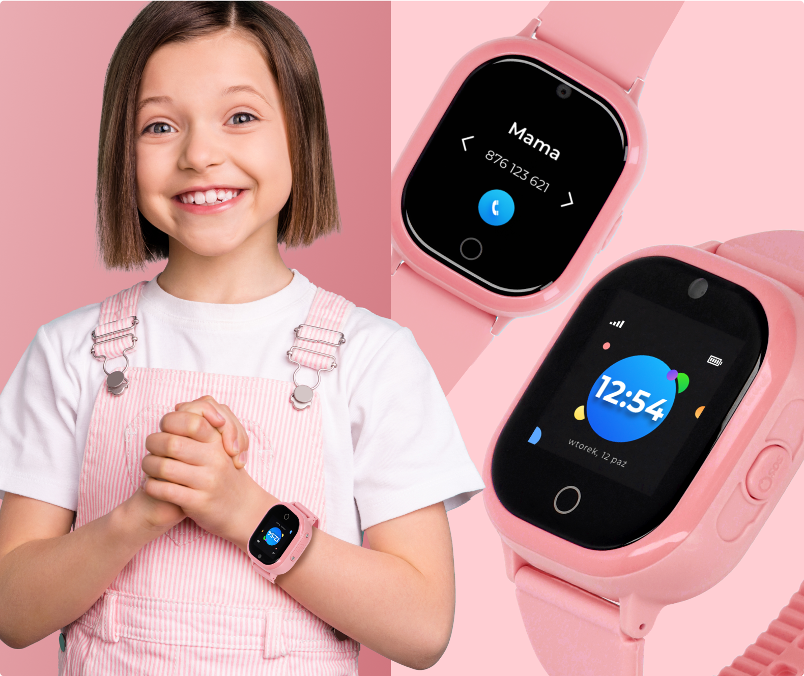 Uśmiechnięta dziewczynka z smartwatchem
