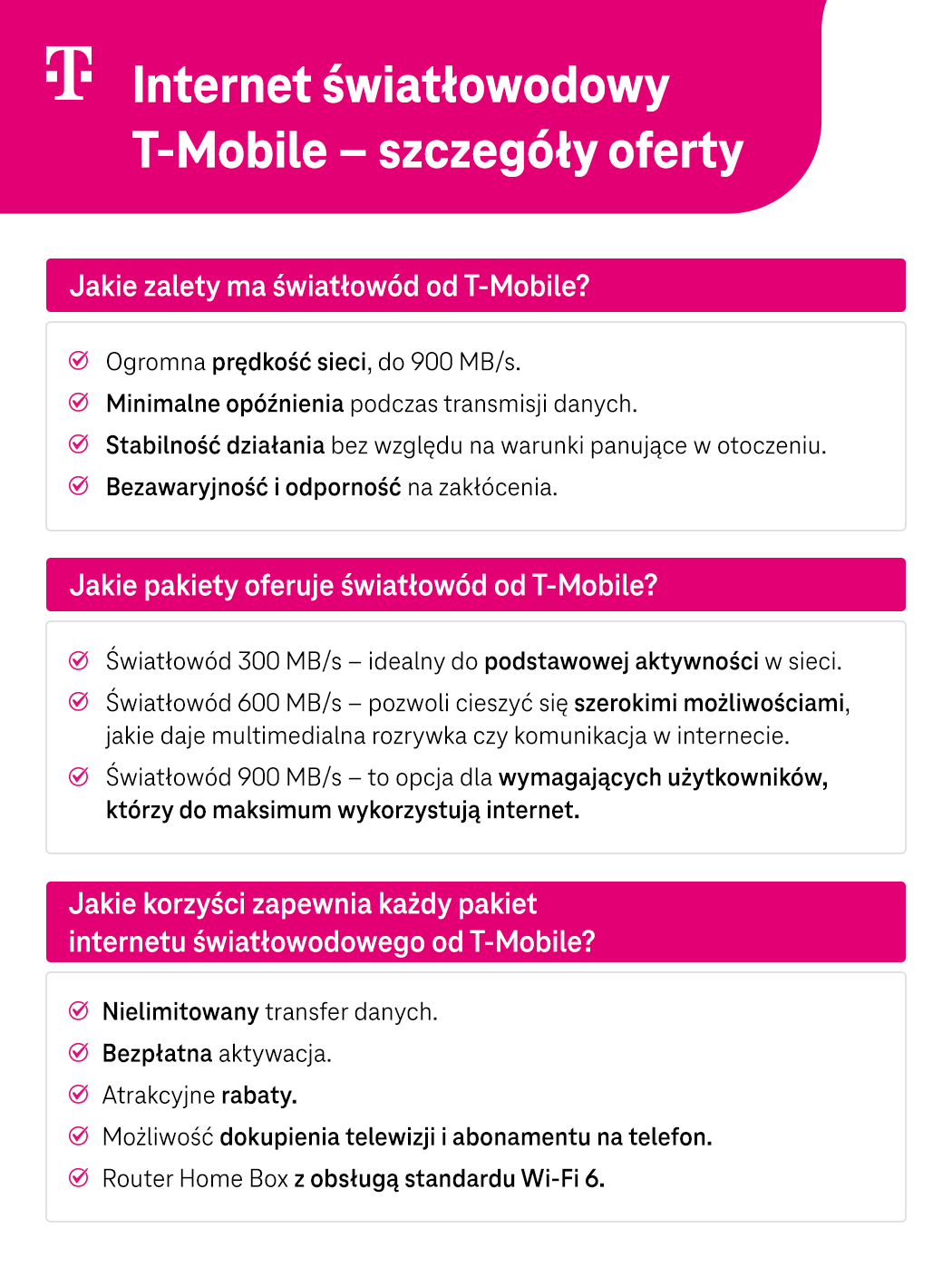 Internet światłowodowy T-Mobile – szczegóły oferty - infografika