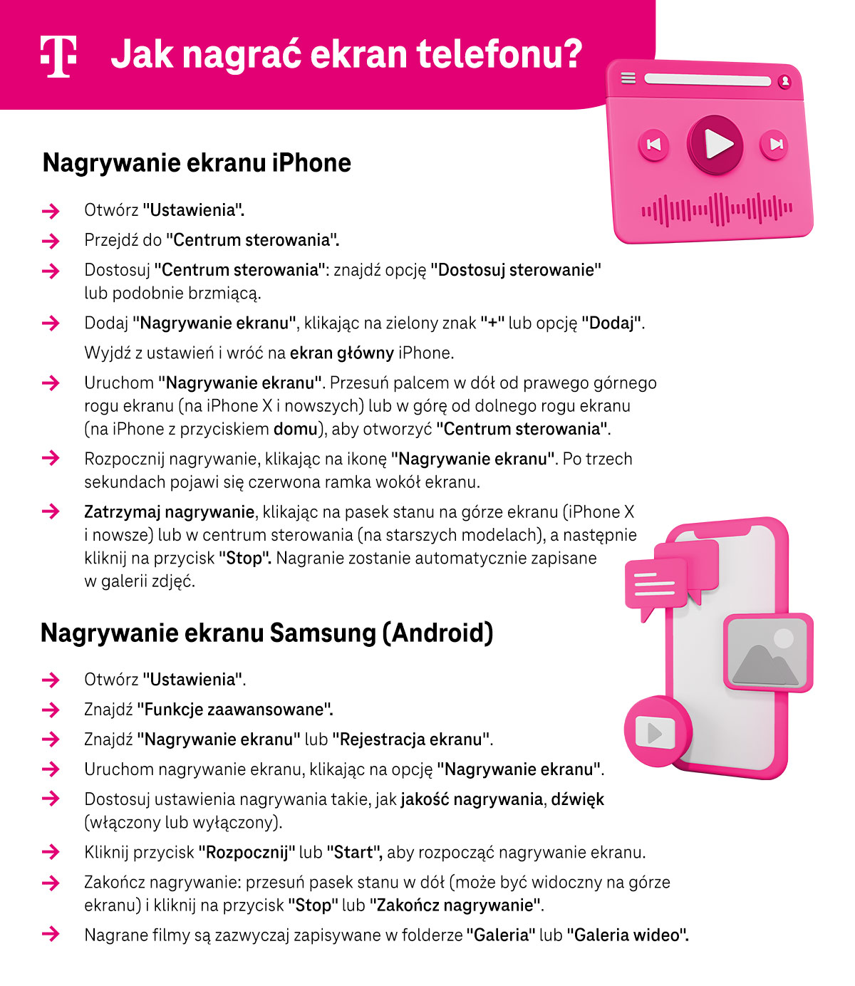 Jak nagrać ekran telefonu? Infografika