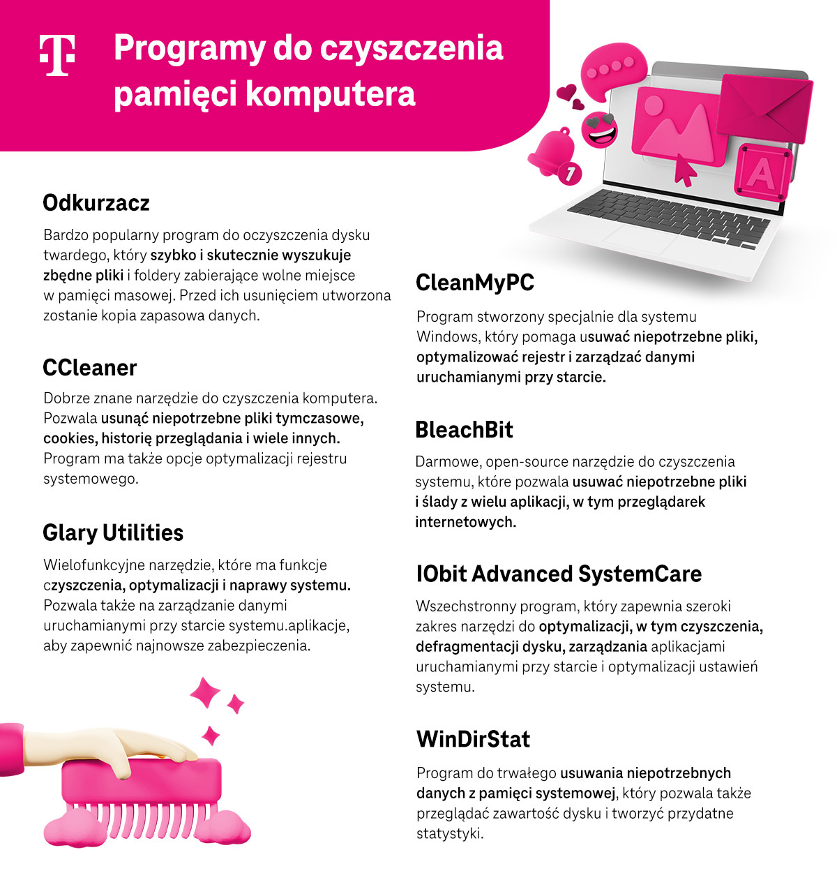 Programy do czyszczenia pamięci komputera - infografika